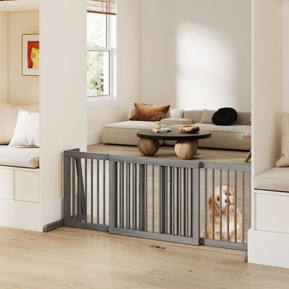 Folding Adjustable Free Standing 3 Panel Wood Fence for Dogs