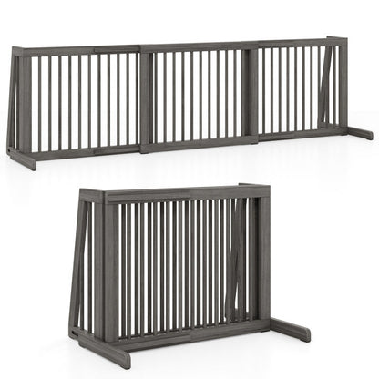 Folding Adjustable Free Standing 3 Panel Wood Fence for Dogs