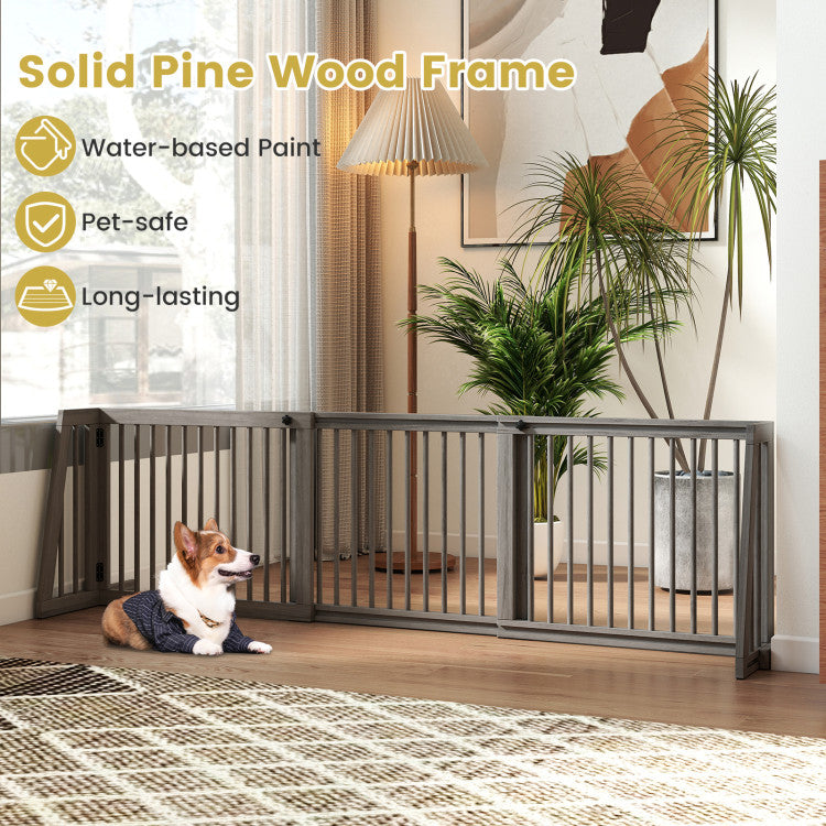 Folding Adjustable Free Standing 3 Panel Wood Fence for Dogs