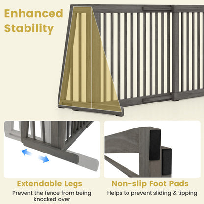 Folding Adjustable Free Standing 3 Panel Wood Fence for Dogs