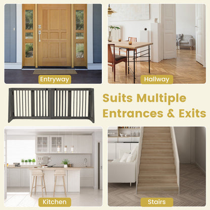 Folding Adjustable Free Standing 3 Panel Wood Fence for Dogs