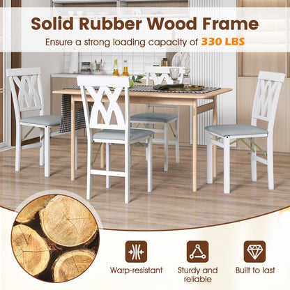 Folding Wooden Dining Chair Set of 2 Faux Leather Upholstered Kitchen Armless Chairs