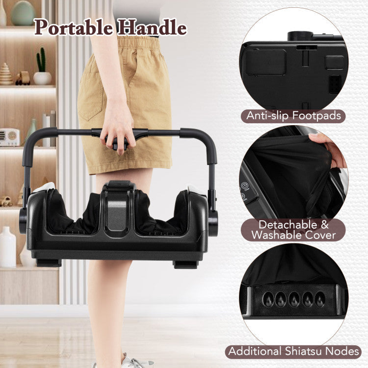 Foot and Calf Massager with Heat Shiatsu Deep Kneading Rolling Smart Electric Leg Massager