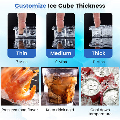 115V Free-Standing Undercounter Built-In Ice Maker with Self-Cleaning Function