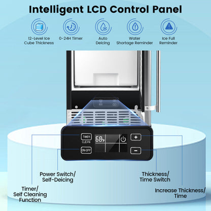115V Free-Standing Undercounter Built-In Ice Maker with Self-Cleaning Function