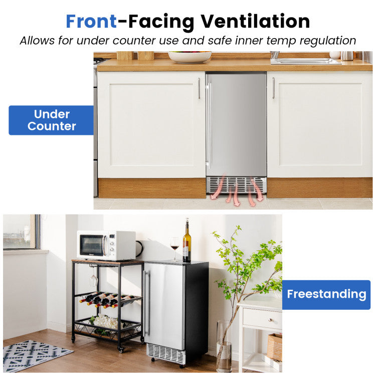 115V Free-Standing Undercounter Built-In Ice Maker with Self-Cleaning Function