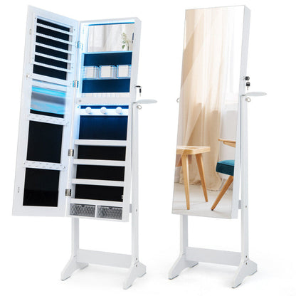 Freestanding Jewelry Cabinet with Full Length HD Mirror
