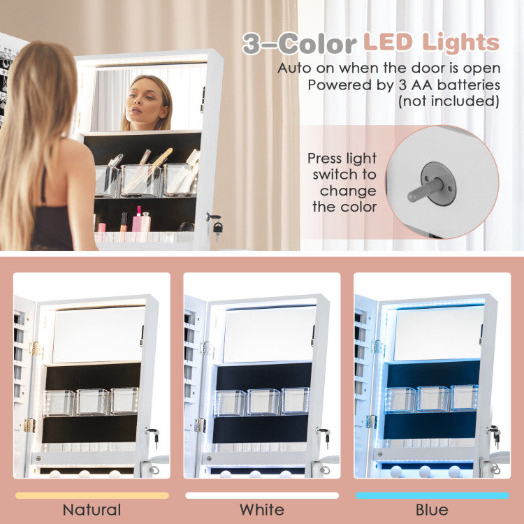 Freestanding Jewelry Cabinet with Full Length HD Mirror