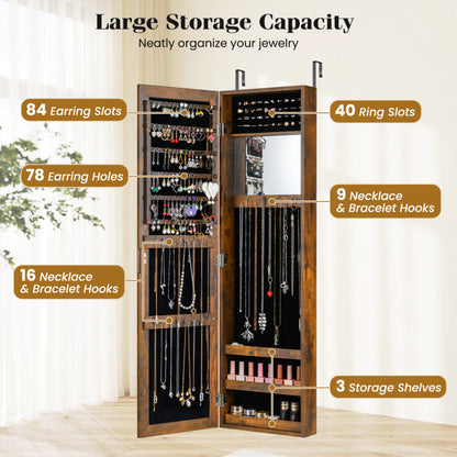 Jewelry Cabinet Wall or Door Mounted Jewelry Armoire Modern Hanging Jewelry Organizer