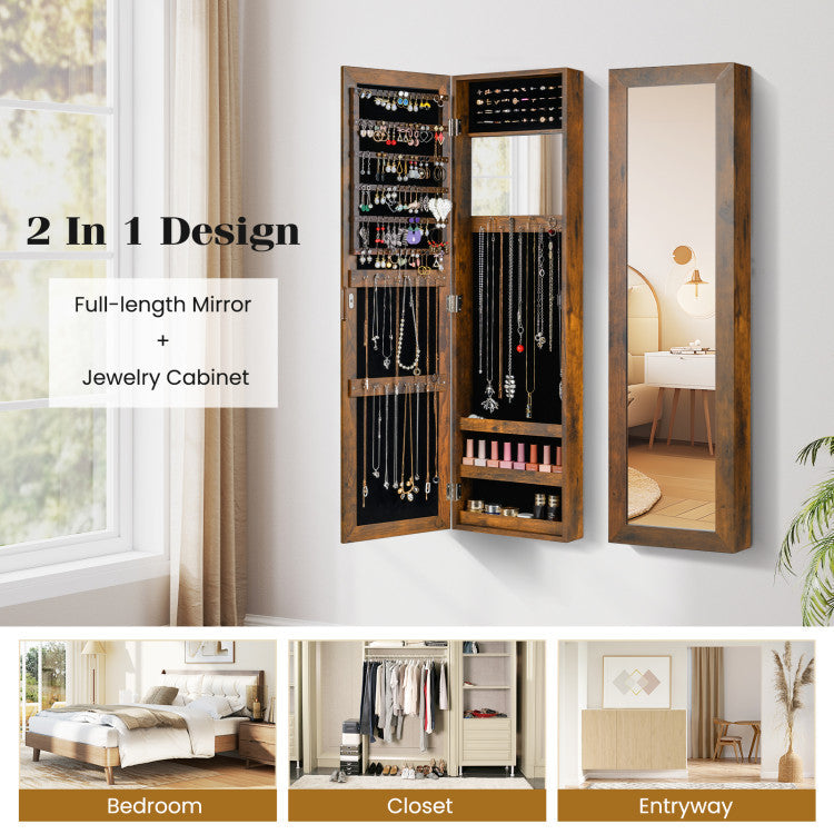 Jewelry Cabinet Wall or Door Mounted Jewelry Armoire Modern Hanging Jewelry Organizer