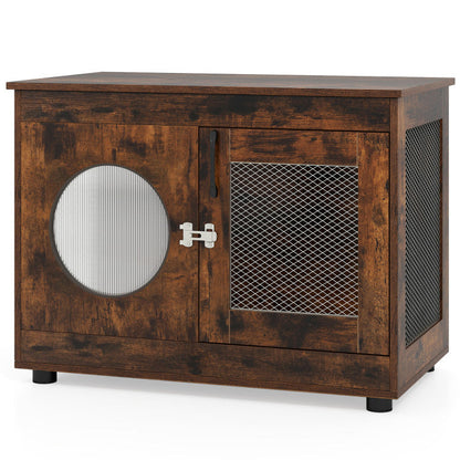 Furniture Style Dog Crate for Small and Medium Dogs with Translucent Window and Lockable Door