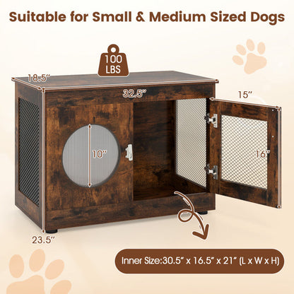 Furniture Style Dog Crate for Small and Medium Dogs with Translucent Window and Lockable Door