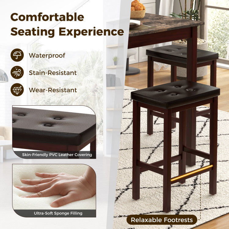 5-Piece Bar Table Set Counter-Height Dining Table and 4 Bar Stools