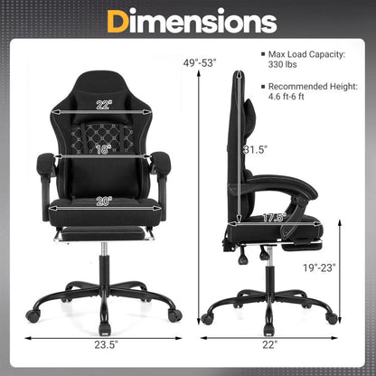 Gaming Chair Height Adjustable Computer Chair with Headrest Video Game Chair