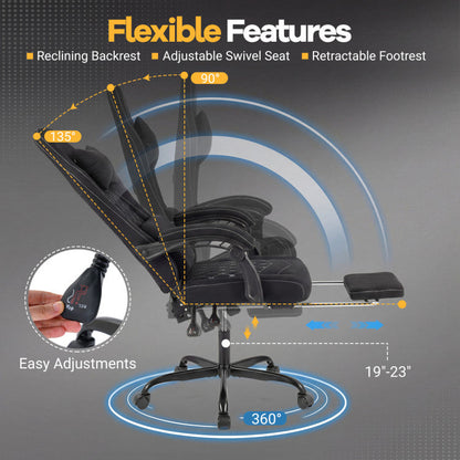 Gaming Chair Height Adjustable Computer Chair with Headrest Video Game Chair