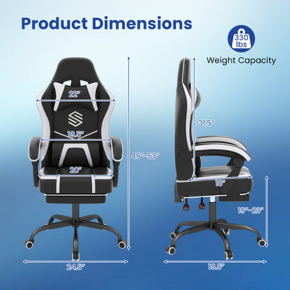 Gaming Chair Height Adjustable Computer Chair with Headrest Ergonomic Office Task Chair