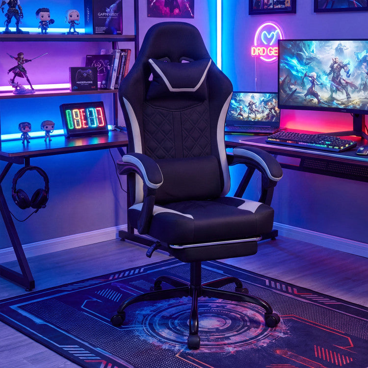Gaming Chair Height Adjustable Computer Chair with Headrest Footrest & 360° Swivel Seat