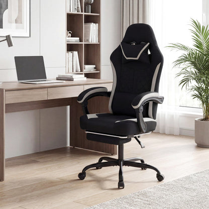 Gaming Chair Height Adjustable Computer Chair with Headrest Footrest & 360° Swivel Seat