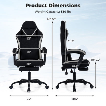 Gaming Chair Height Adjustable Computer Chair with Headrest Footrest & 360° Swivel Seat