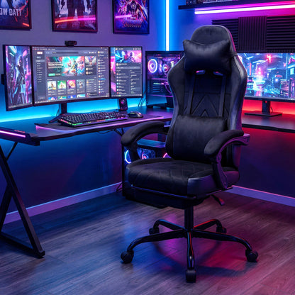 Gaming Chair Height Adjustable Computer Chair with Headrest Lumbar Support Linkage Armrests