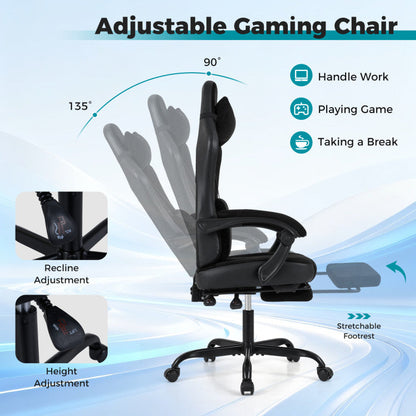 Gaming Chair Height Adjustable Computer Chair with Headrest Lumbar Support Linkage Armrests
