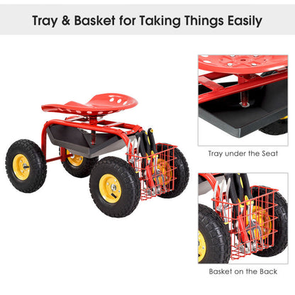 Garden Cart with Heavy Duty Tool Tray