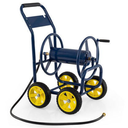 Heavy Duty Garden Water Hose Reel Cart with 4 Wheels and Non-slip Grip