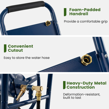 Heavy Duty Garden Water Hose Reel Cart with 4 Wheels and Non-slip Grip