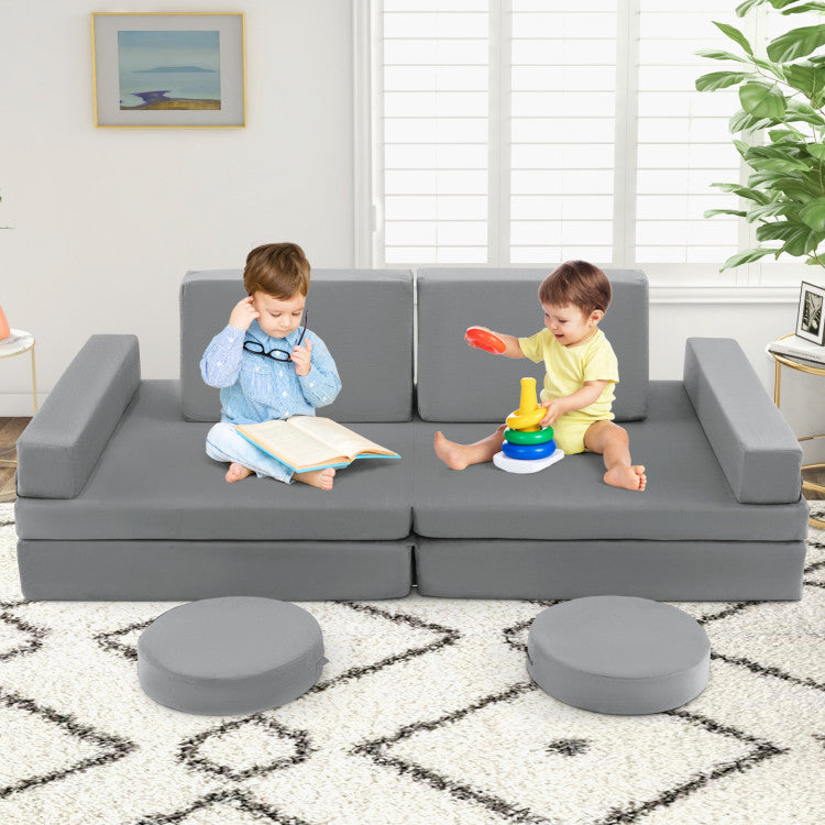 8-Piece Kids Play Couch Sofa with Portable Handle