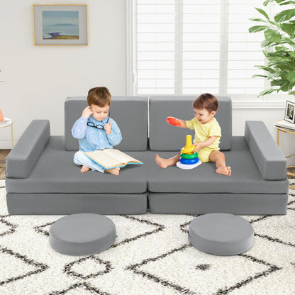 8-Piece Kids Play Couch Sofa with Portable Handle