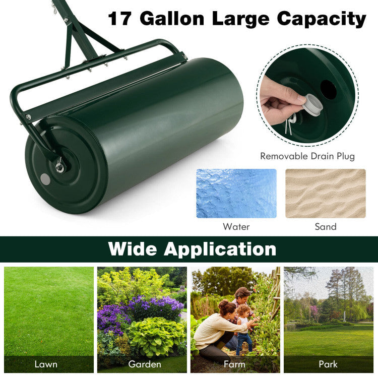 Metal Lawn Roller with Detachable Gripping Handle