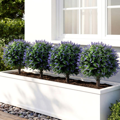 2 Pack Artificial Lavender Boxwood Topiary Ball Trees with Ground Spikes