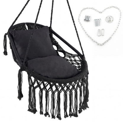 Hanging Hammock Chair with Soft Seat Cushions and Sturdy Rope Chain