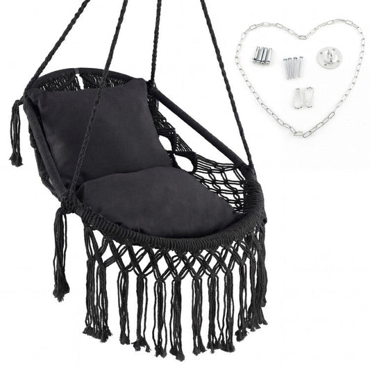 Hanging Hammock Chair with Soft Seat Cushions and Sturdy Rope Chain