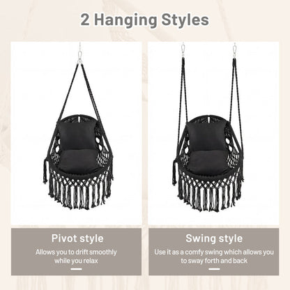 Hanging Hammock Chair with Soft Seat Cushions and Sturdy Rope Chain