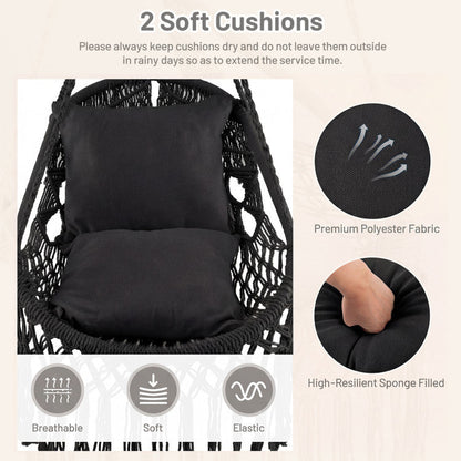 Hanging Hammock Chair with Soft Seat Cushions and Sturdy Rope Chain