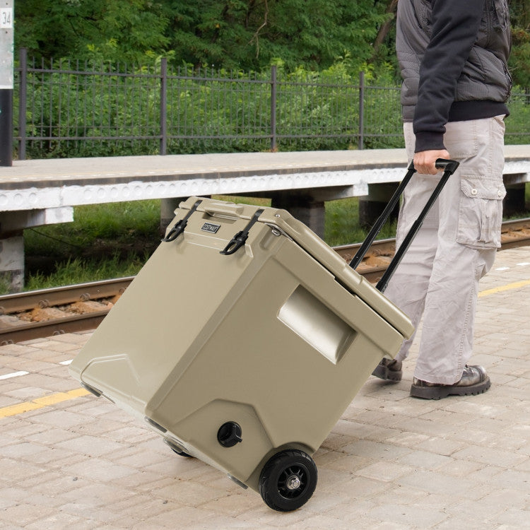 42 Quart Insulated Large Hard Cooler with Wheels and Handle