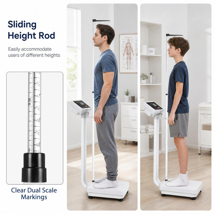 Digital Height and Weight Scale with Height Rod 400 lbs & LED Display