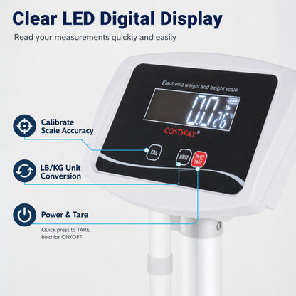 Digital Height and Weight Scale with Height Rod 400 lbs & LED Display
