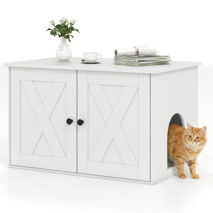 Hidden Cat Litter Box Enclosure Furniture with Divider