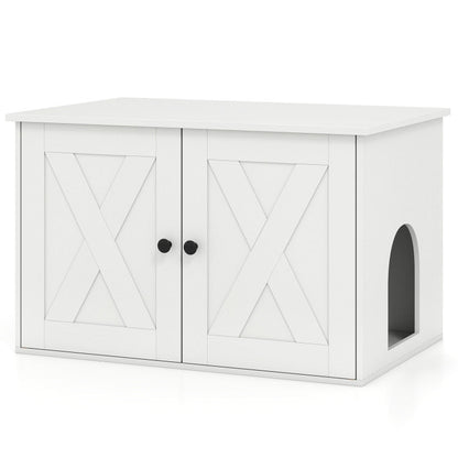 Hidden Cat Litter Box Enclosure Furniture with Divider