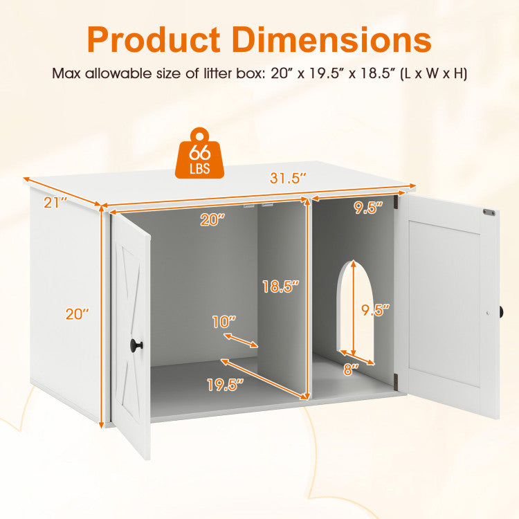 Hidden Cat Litter Box Enclosure Furniture with Divider