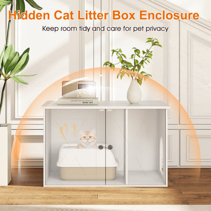 Hidden Cat Litter Box Enclosure Furniture with Divider