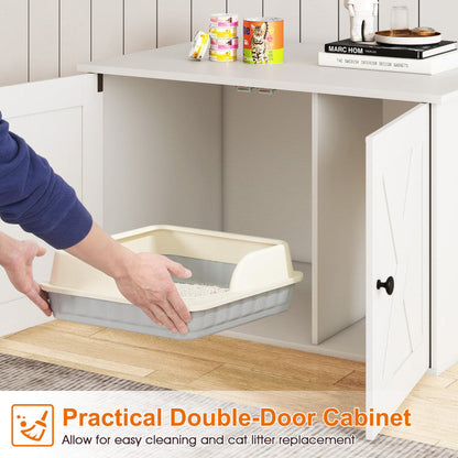 Hidden Cat Litter Box Enclosure Furniture with Divider