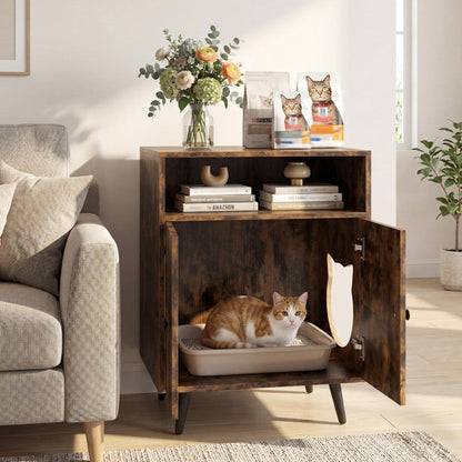 Industrial Cat Litter Box Enclosure with Entry and Open Compartment
