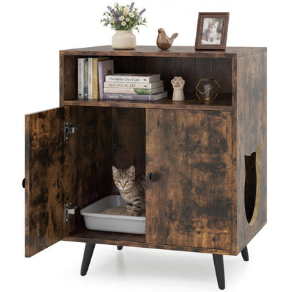 Industrial Cat Litter Box Enclosure with Entry and Open Compartment