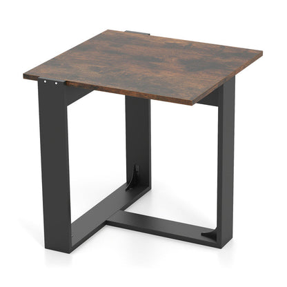 Industrial Sofa End Table with Metal Frame