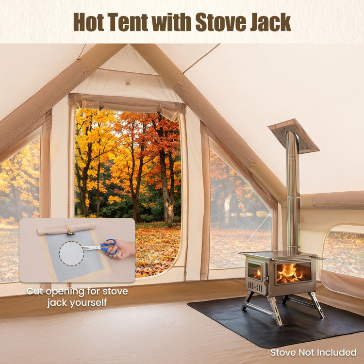 Inflatable Easy Setup 4 Season Waterproof Oxford Camping Tent for Camping with Stove Jack for 6-10 Person