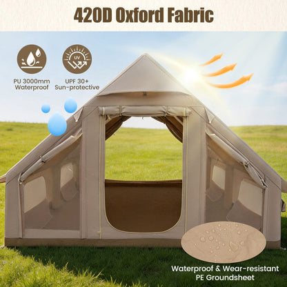 Inflatable Easy Setup 4 Season Waterproof Oxford Camping Tent for Camping with Stove Jack for 6-10 Person