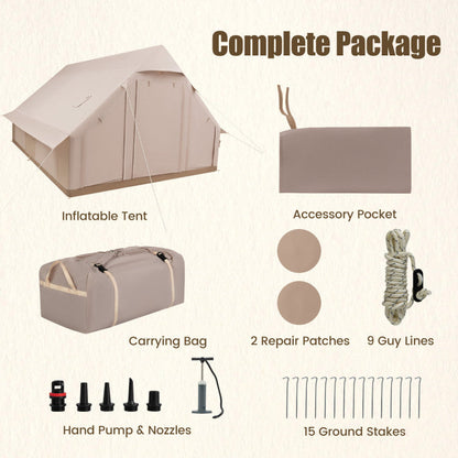 Inflatable Easy Setup 4 Season Waterproof Oxford Camping Tent for Camping with Stove Jack for 6-10 Person